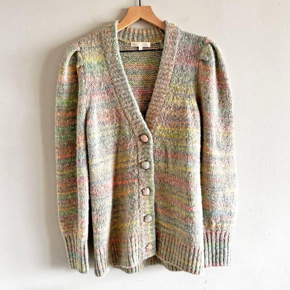 LoveShackFancy Wilford Boyfriend Cardigan Sweater | Autumn Rainbow | Size X-Smal - Picture 5 of 16